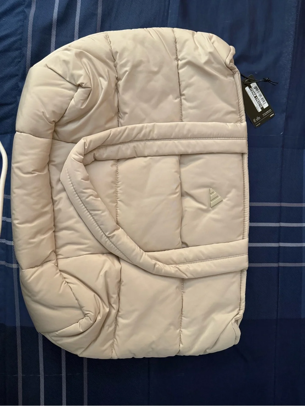 adidas Quilted Puffer Tote Bag in Light Beige